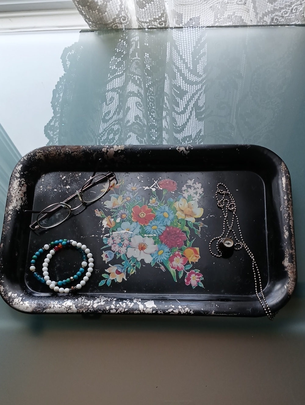 Vintage Decorative Floral Tray